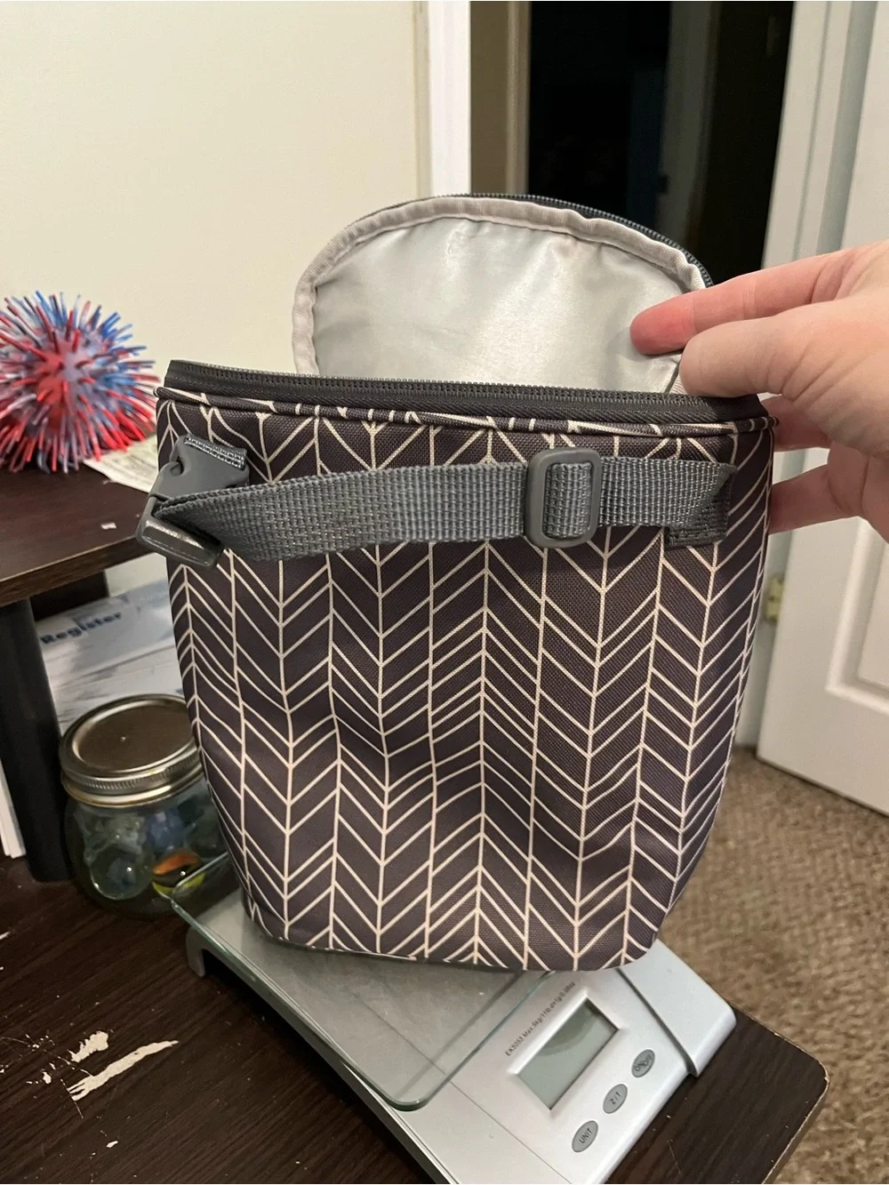 Skip Hop Gray Chevron grab & go double bottle Bag
